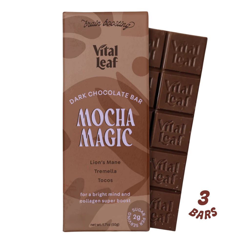Mocha Magic Dark Chocolate Bar: Brain Power + Collagen Boost