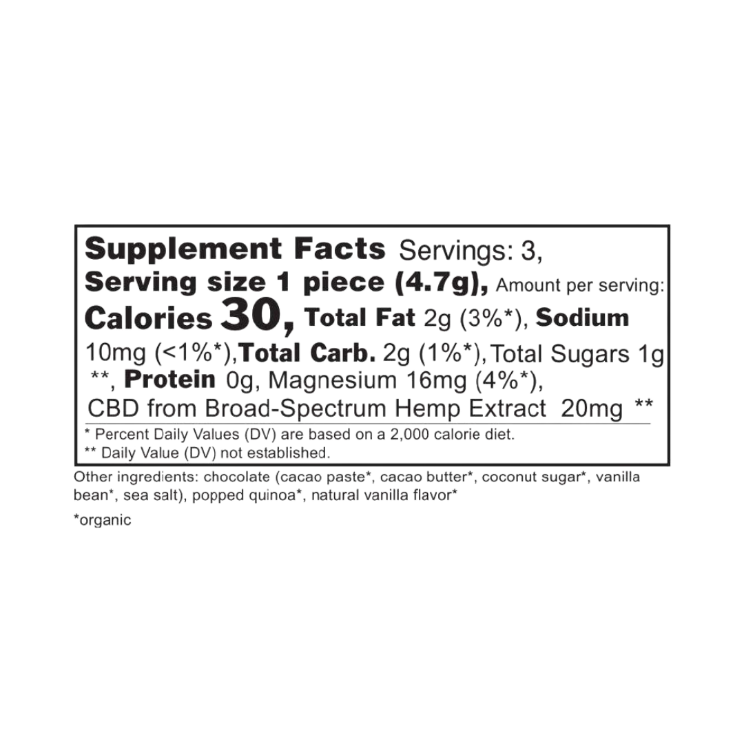 Vanilla Bean Crunch Mini CBD Chocolate Bars (14ct. Case Box)