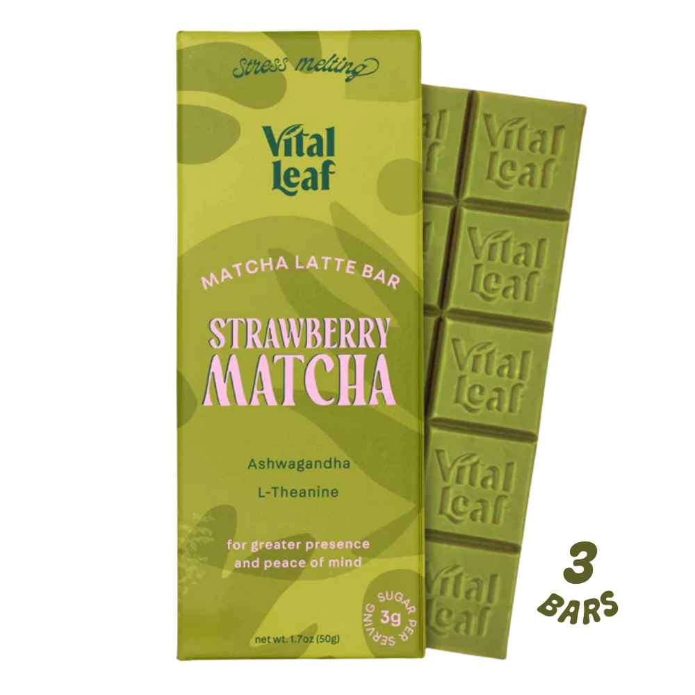 Strawberry Matcha Latte Chocolate Bar: Less Stress + Better Focus