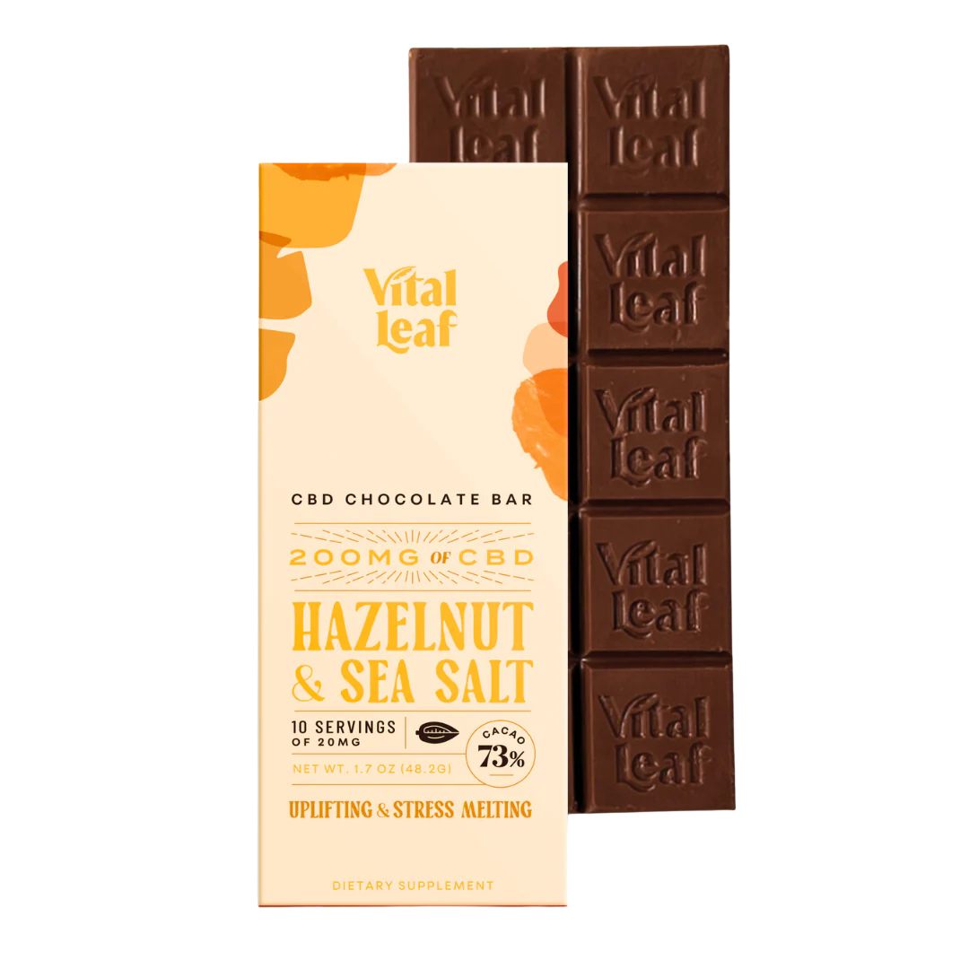 Hazelnut & Sea Salt CBD Chocolate Bar: 200mg