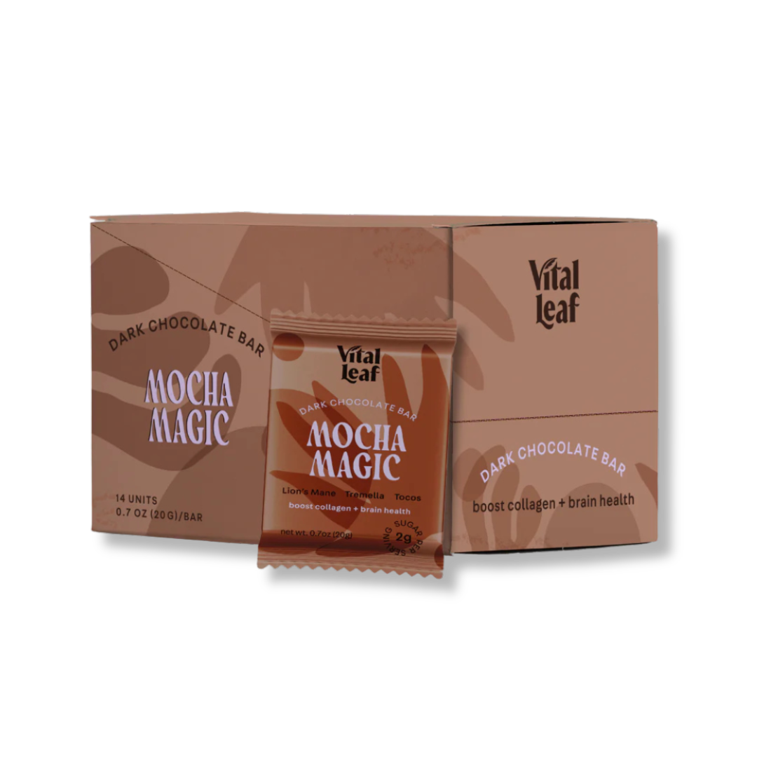 Mini Mocha Magic Dark Chocolate Bar: Brain Power + Collagen Boost (14 mini bars)