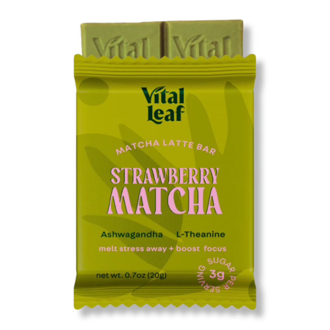 Mini Strawberry Matcha Chocolate Bar: Less Stress + Better Focus (14 mini bars)