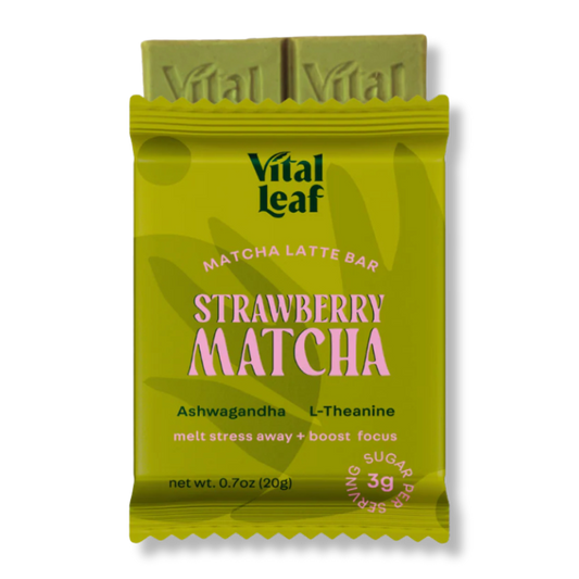 Mini Strawberry Matcha Chocolate Bar: Less Stress + Better Focus (14 mini bars)
