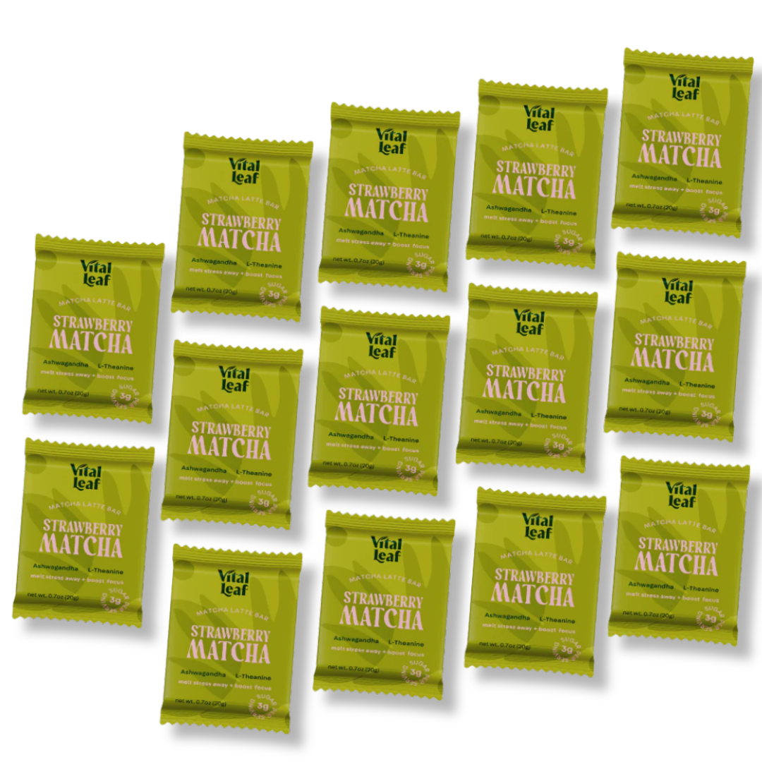 Mini Strawberry Matcha Chocolate Bar: Less Stress + Better Focus (14 mini bars)