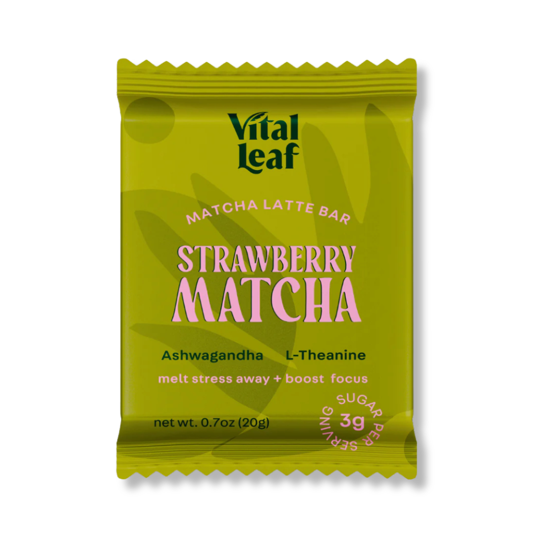 Mini Strawberry Matcha Chocolate Bar: Less Stress + Better Focus (14 mini bars)