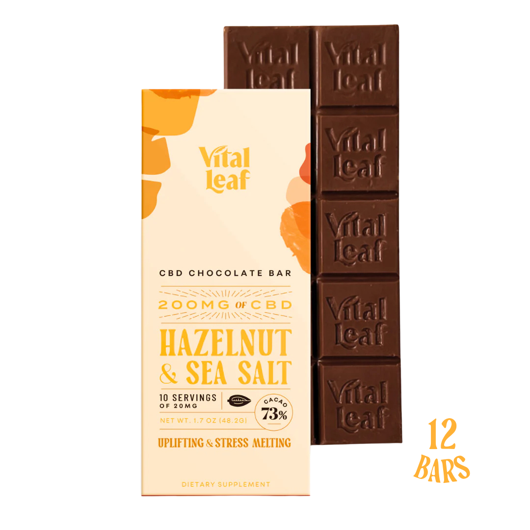 Hazelnut & Sea Salt CBD Chocolate Bar: 200mg