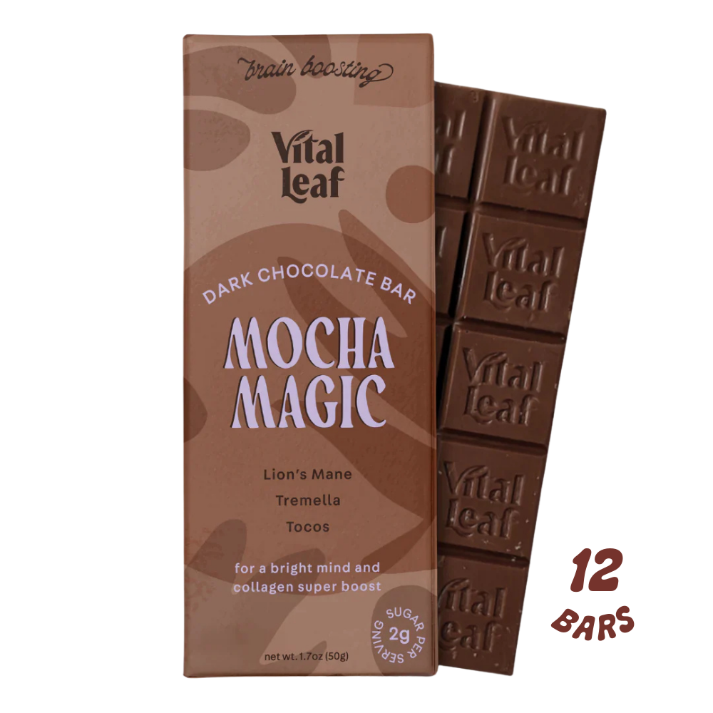 Mocha Magic Dark Chocolate Bar: Brain Power + Collagen Boost