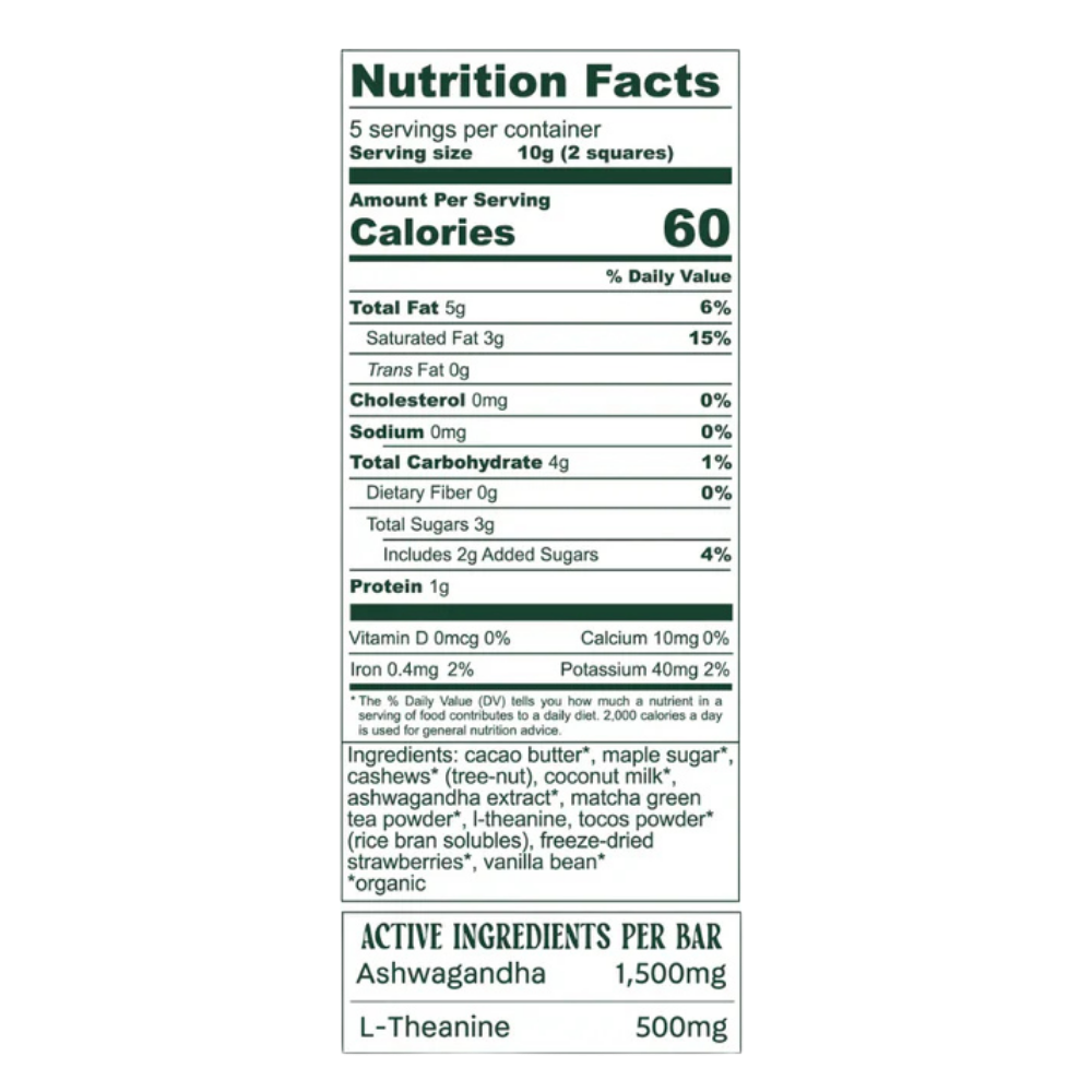 Strawberry Matcha Latte Chocolate Bar: Less Stress + Better Focus