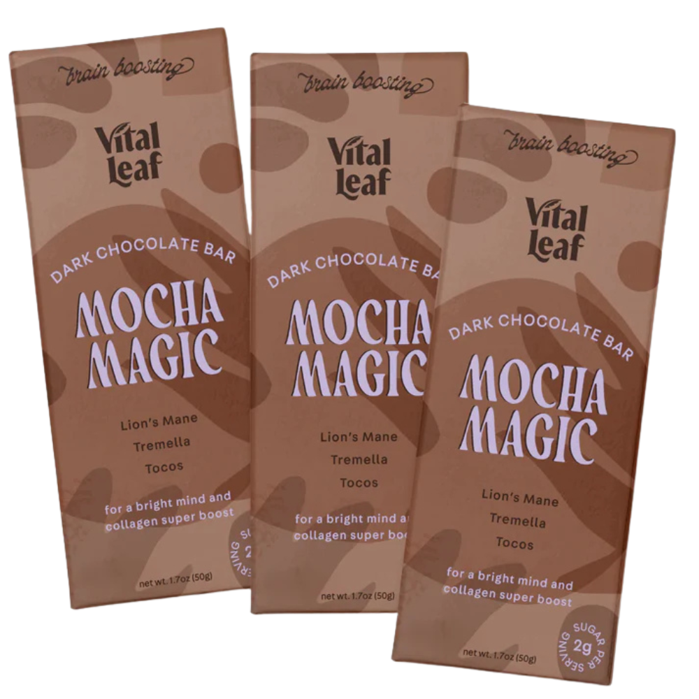 Mocha Magic Dark Chocolate Bar: Brain Power + Collagen Boost