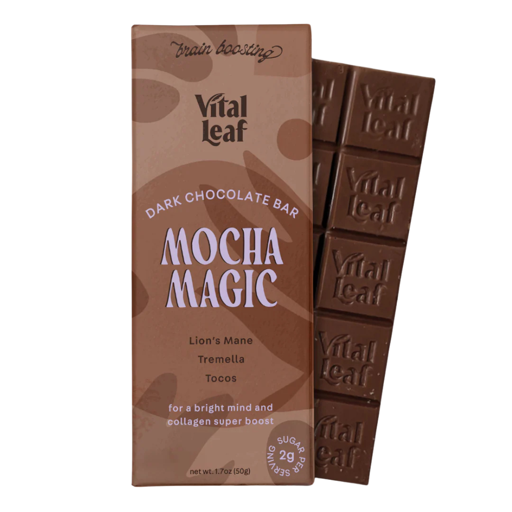 Mocha Magic Dark Chocolate Bar: Brain Power + Collagen Boost
