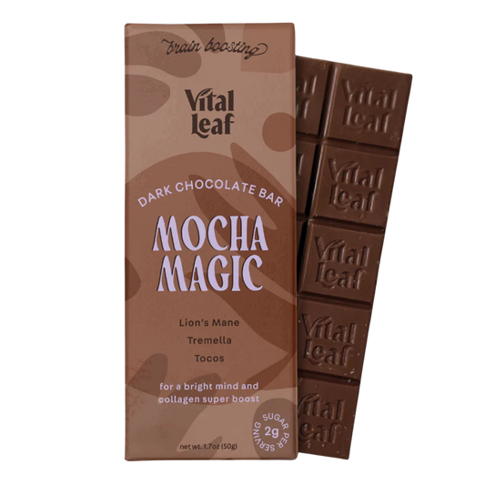 Mocha Magic Dark Chocolate Bar: Brain Power + Collagen Boost