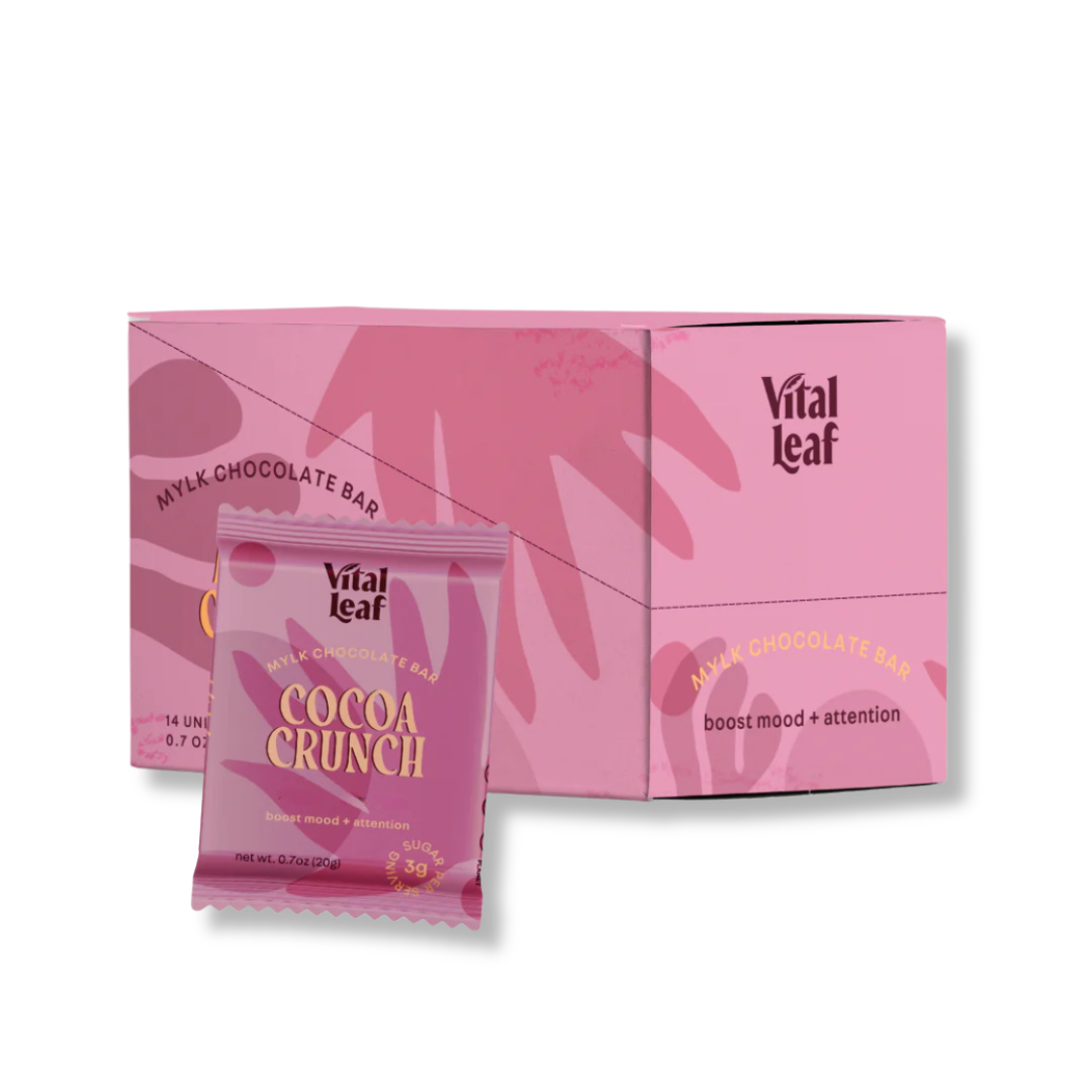 Mini Cocoa Crunch Mylk Chocolate Bar: Mood + Attention Boost (14 mini bars)